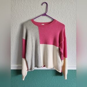 Sew In Love Colorblock Sweater‎ in Pink, Gray, and Cream